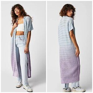 Free People Alicia Crochet Cardigan Blue Purple Ombre Size XS NWT